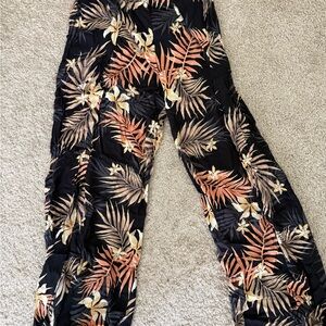 Billabong Black and Tan Leaf Print Pants